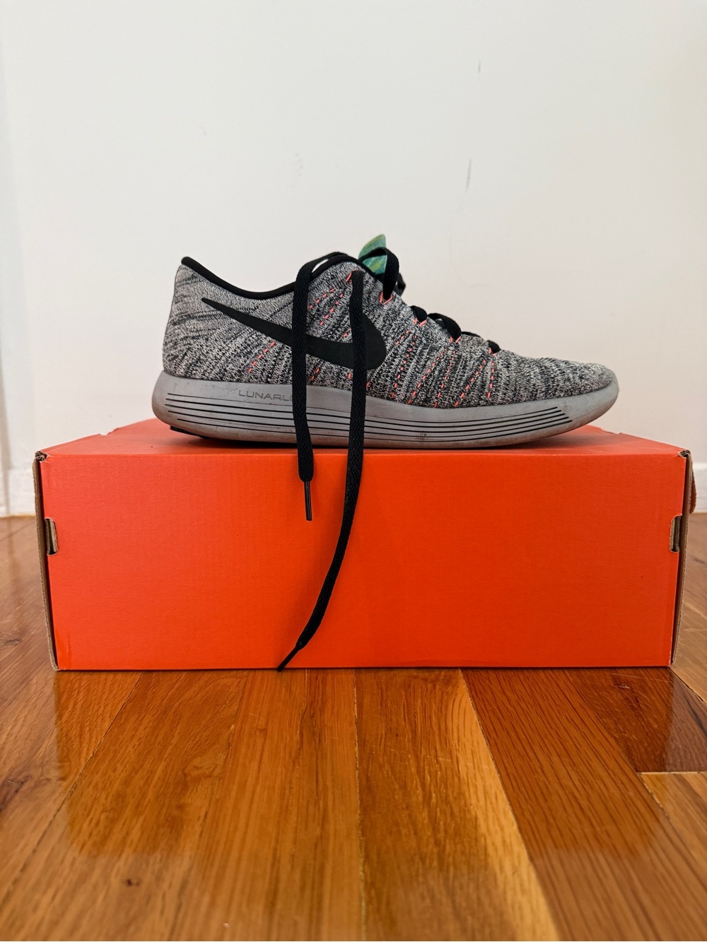 Nike Men’s Flyknit Trainer - Gray & Black with Subtle Coral